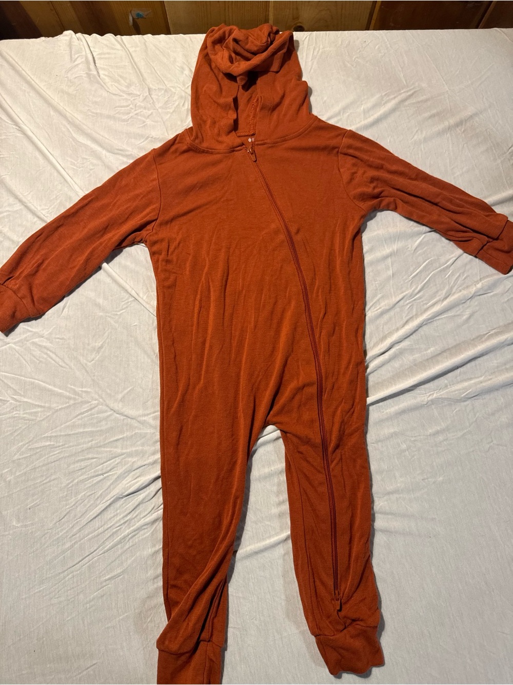 Kyte Orange Hooded Jersey Romper